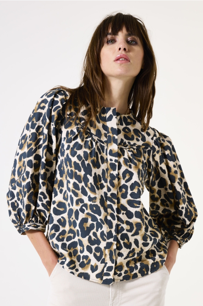 BLOUSE MET PRINT H50030 912 ALMOND